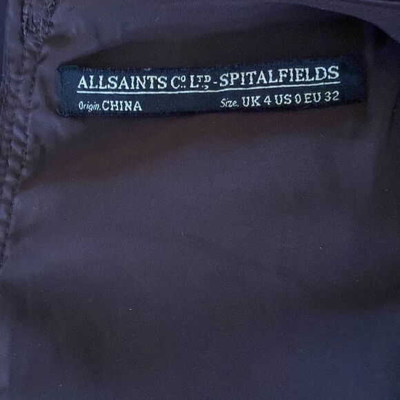 All Saints Dress “Eveline” Twisted Drape Cocoa Mini Dress Sz 0 Excellent… - Picture 8 of 8